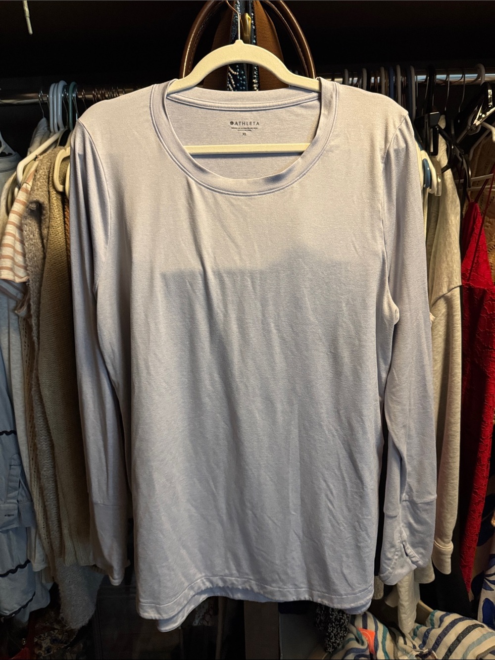 Athleta Long Sleeve Crew Neck Top - Light Blue